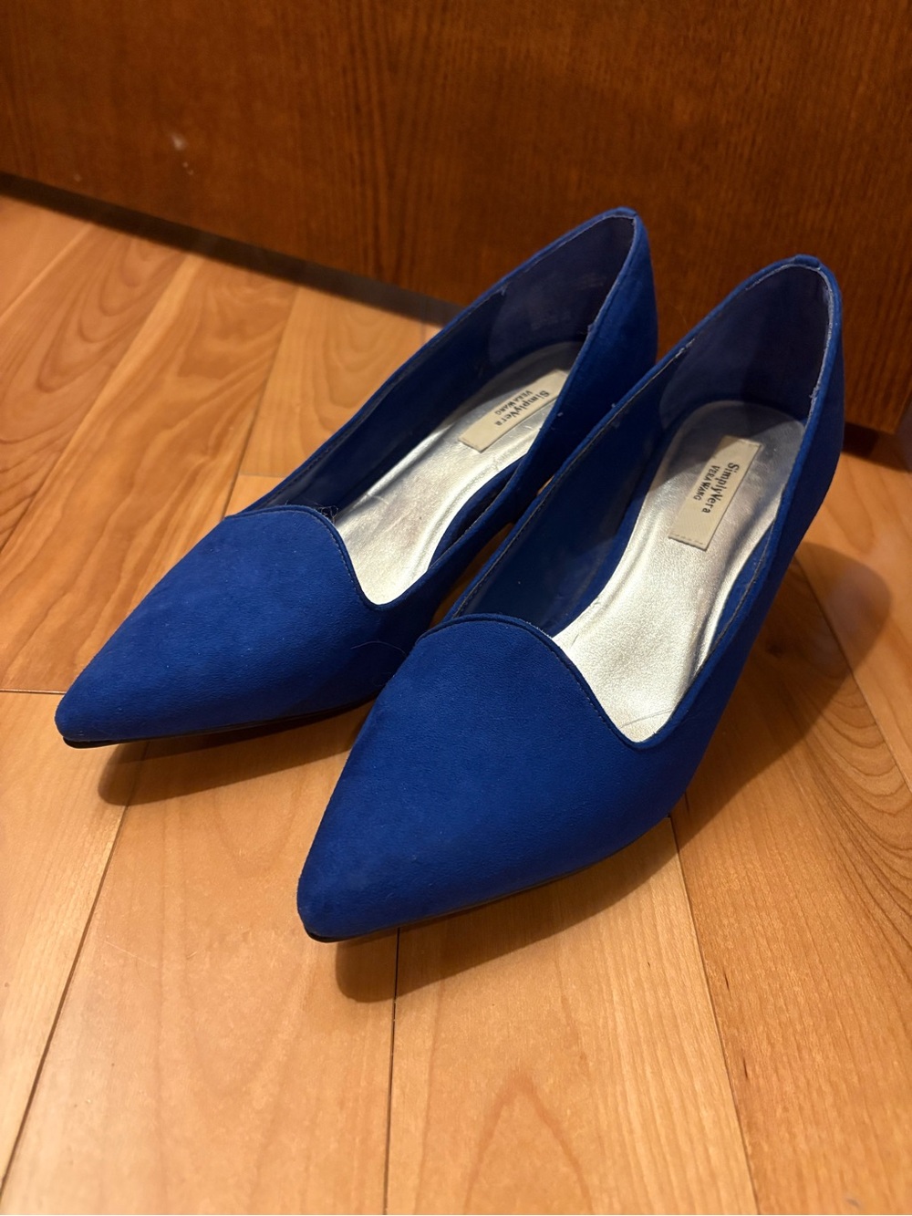 Blue Pointed Toe Kitten Heels